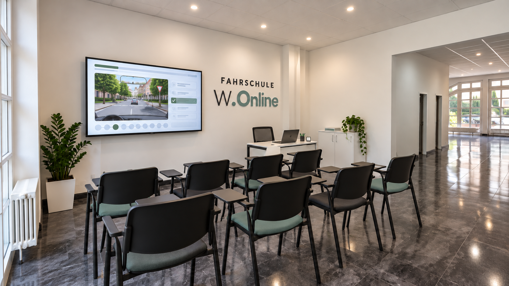 Geplanter Unterrichtsraum der Fahrschule W. Online